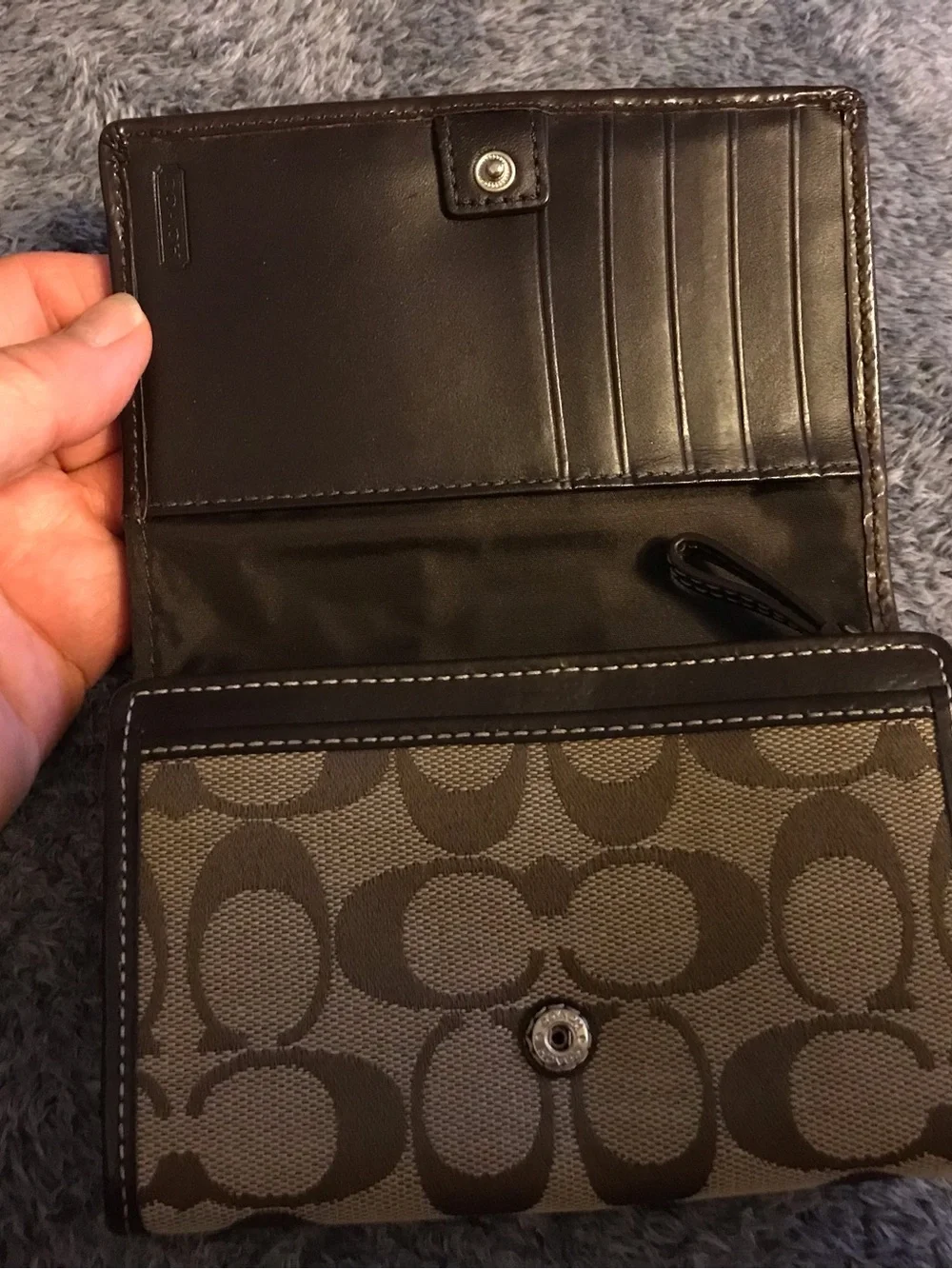 Coach Signature Foldover Compact Wallet | Color: Brown